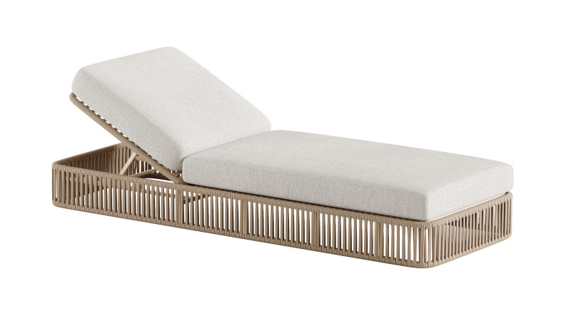 High quality sun lounger makes it comfortable with aluminum frame with woven rope and includes sun p Modello 3D .c4d .max .obj .3ds .fbx .stl .blend
