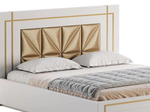 Ł&oacute;żko z drewna diamentowego Model 3D