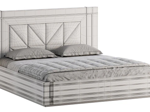 Ł&oacute;żko z drewna diamentowego Model 3D