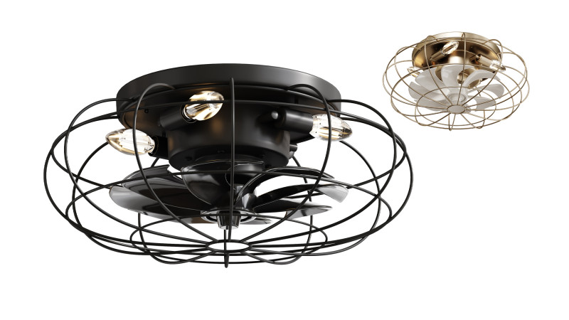 Vintage Iron Remote Control Ceiling Fan light 3Dモデル .c4d .max .obj .3ds .fbx .stl .blend