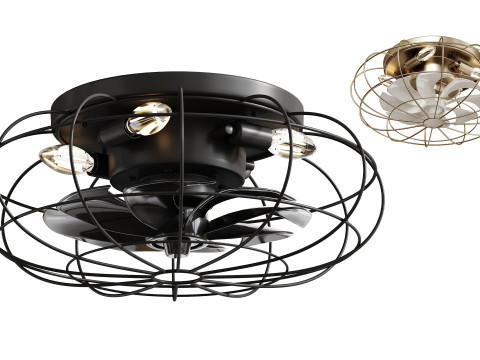 Vintage Iron Remote Control Ceiling Fan light 3D 모델