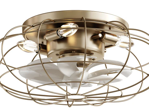 Vintage Iron Remote Control Ceiling Fan light 3D Model