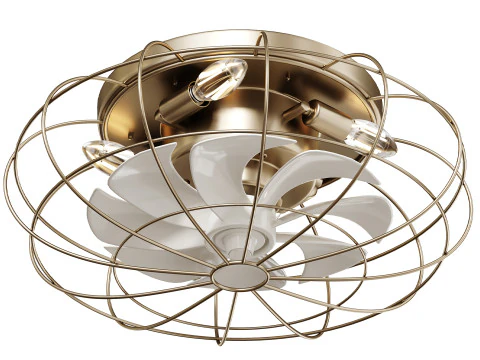 Vintage Iron Remote Control Ceiling Fan light 3D Model