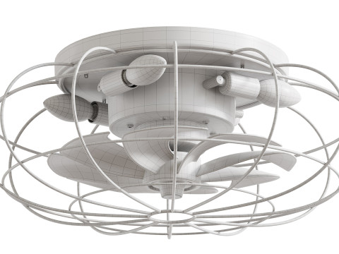 Vintage Iron Remote Control Ceiling Fan light 3Dモデル