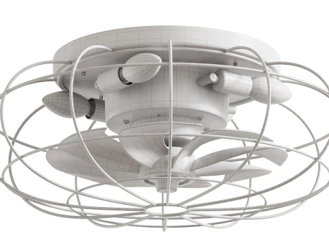 Vintage Iron Remote Control Ceiling Fan light 3D Model