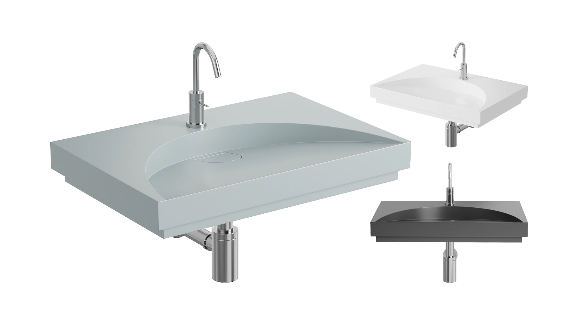 Lavabo plano de piedra blanca Modelo 3D .c4d .max .obj .3ds .fbx .stl .blend 