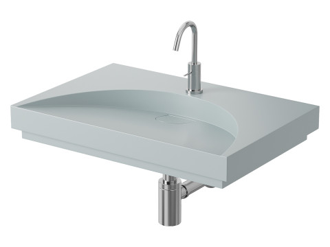 White Stone Flat Washbasin 3D 模型