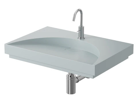 Lavabo plano de piedra blanca Modelo 3D