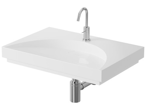 White Stone Flat Washbasin 3D 模型
