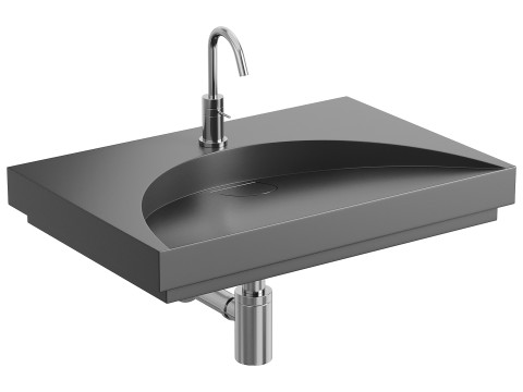 White Stone Flat Washbasin 3D 模型