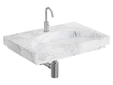 Lavabo plano de piedra blanca Modelo 3D
