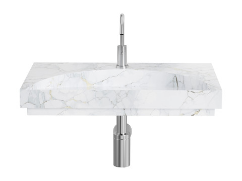 White Stone Flat Washbasin 3D 模型