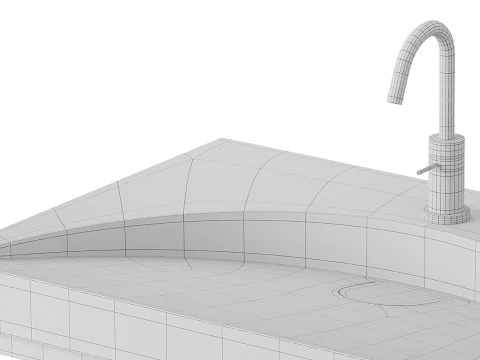 Lavabo plano de piedra blanca Modelo 3D