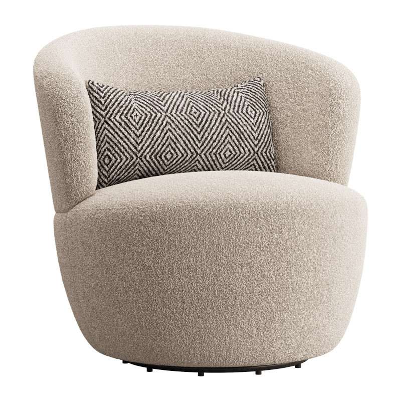 Amber Boucle Swivel Chair 3D Model .c4d .max .obj .3ds .fbx .stl .blend