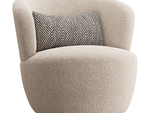 Amber Boucle Swivel Chair 3D Model