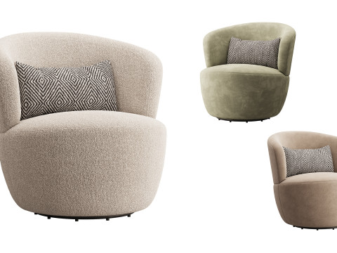 Amber Boucle Swivel Chair 3D Model