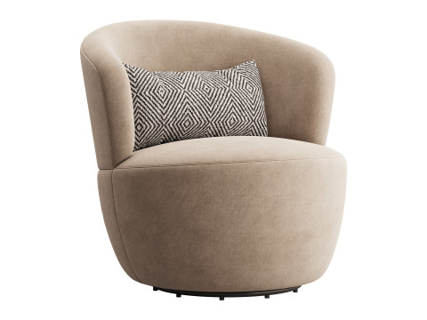 Amber Boucle Swivel Chair 3D Model