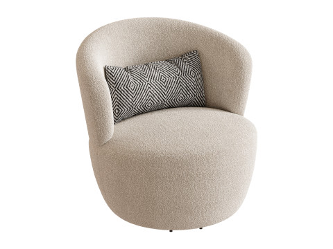 Amber Boucle Swivel Chair 3D Model