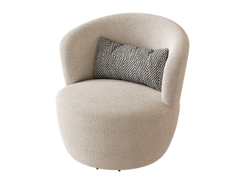 Amber Boucle Swivel Chair 3D Model