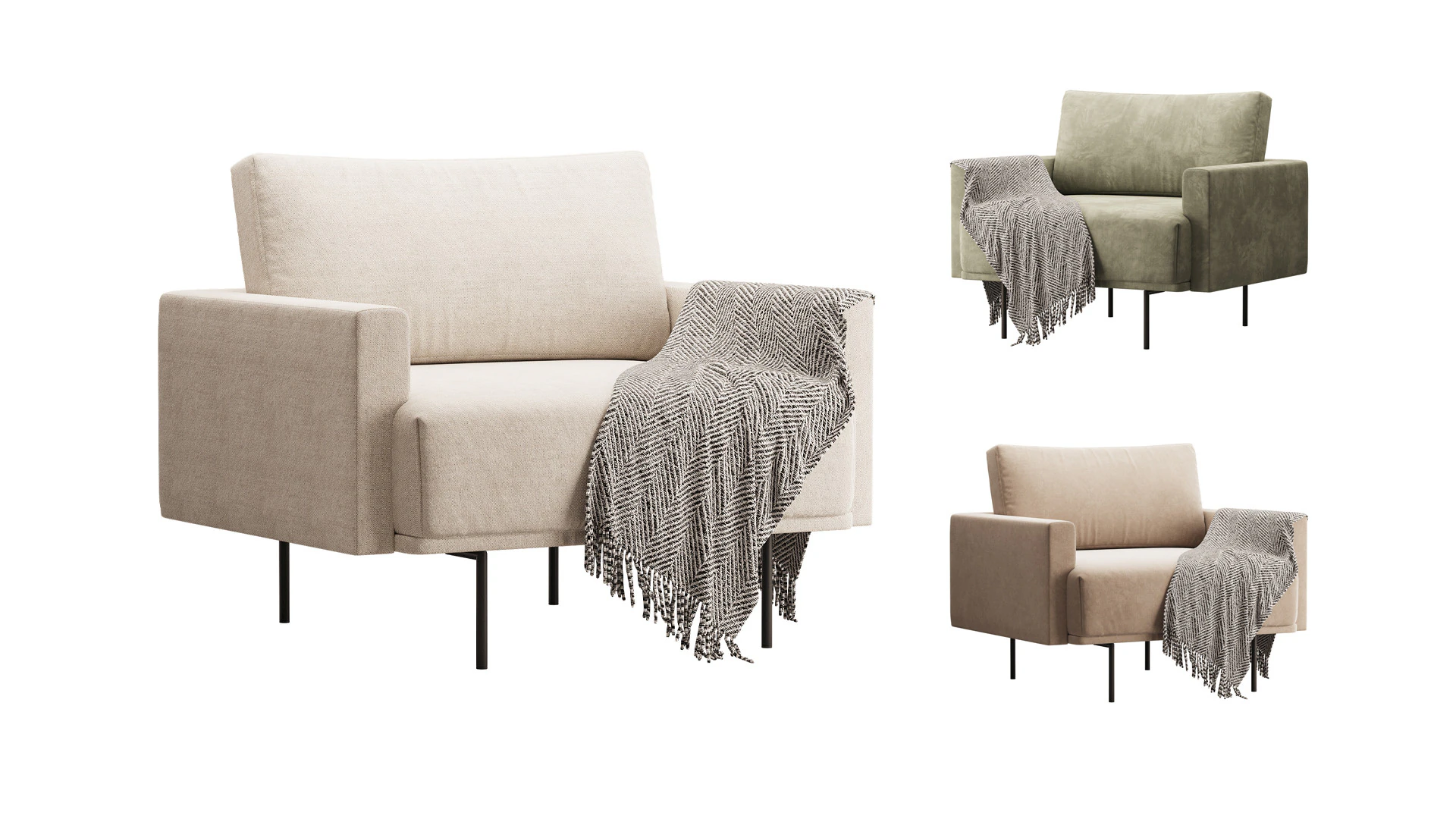 Armchair Misl Barhat Emerald 3D Model .c4d .max .obj .3ds .fbx .stl .blend 