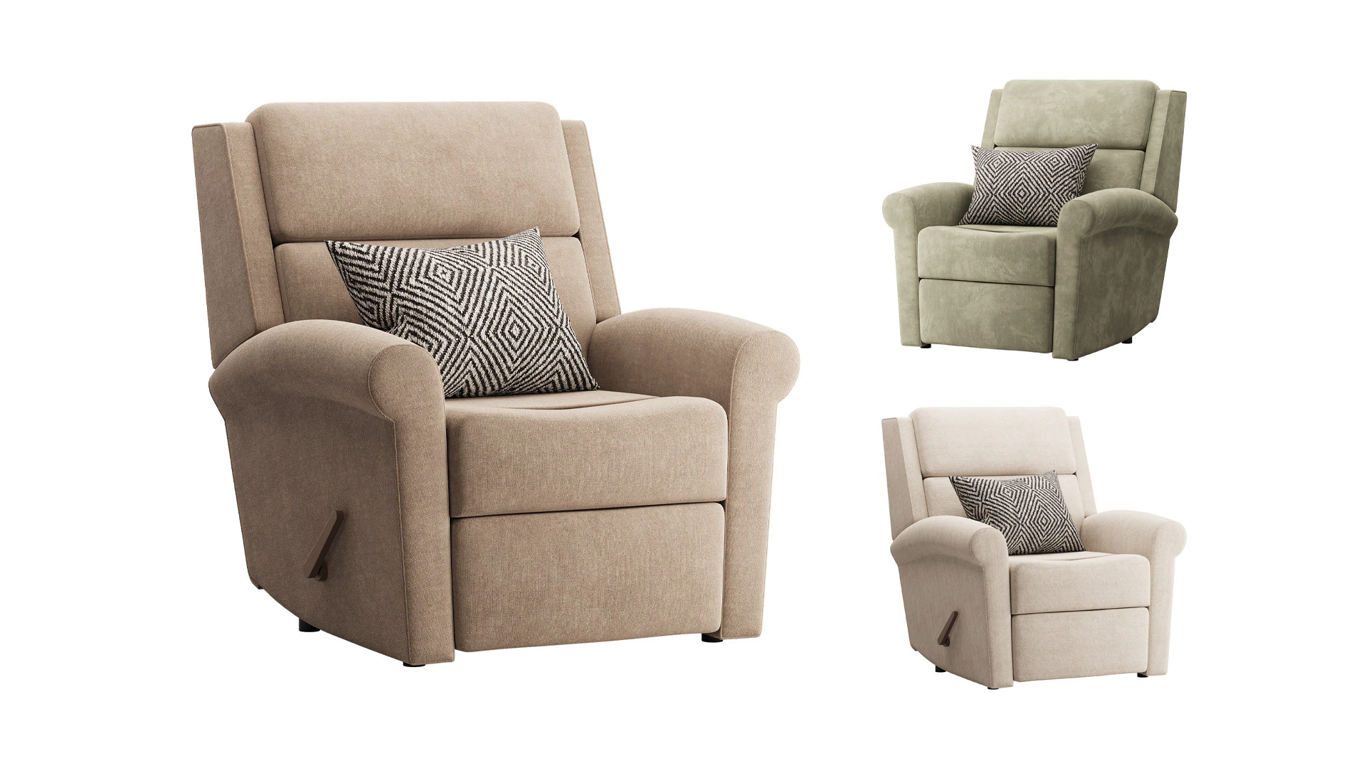 Belle Fabric Recliner 3D Model .c4d .max .obj .3ds .fbx .stl .blend
