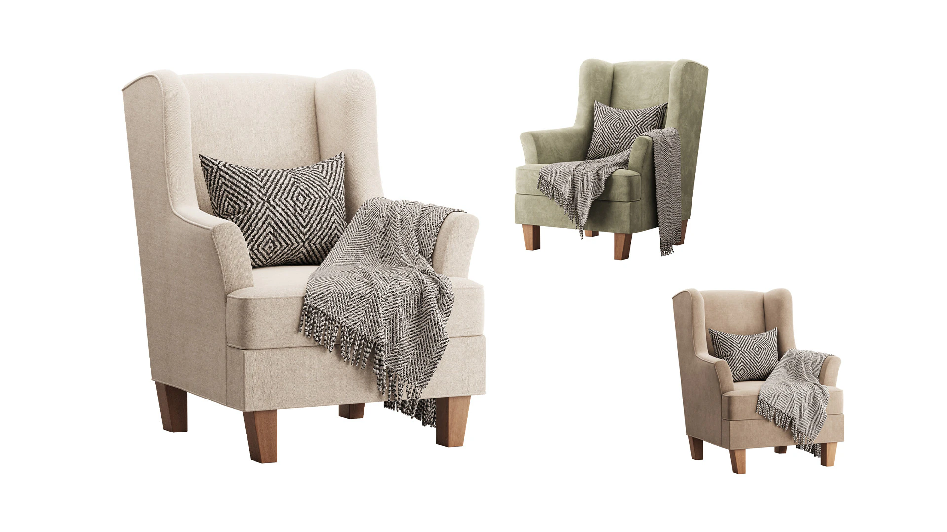 Bradstreet Fabric Chair 3D Model .c4d .max .obj .3ds .fbx .stl .blend