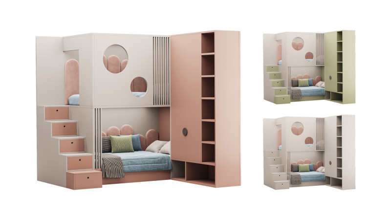 Childrens bunk bed 29 3D Model .c4d .max .obj .3ds .fbx .stl .blend 