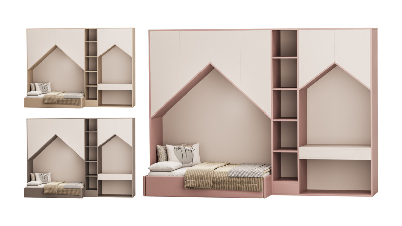 Childrens bunk bed 30 Model 3D .c4d .max .obj .3ds .fbx .stl .blend 