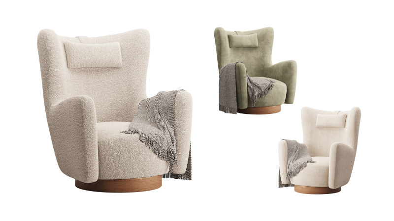 Colette Swivel Armchair 3D Model .c4d .max .obj .3ds .fbx .stl .blend
