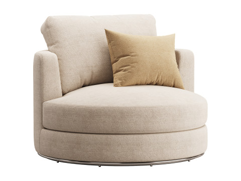 Hamilton Round Performance Fabric Swivel Armchair 3D 模型