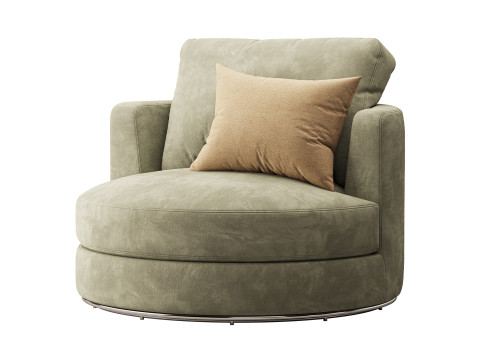 Hamilton Round Performance Fabric Swivel Armchair 3D 模型