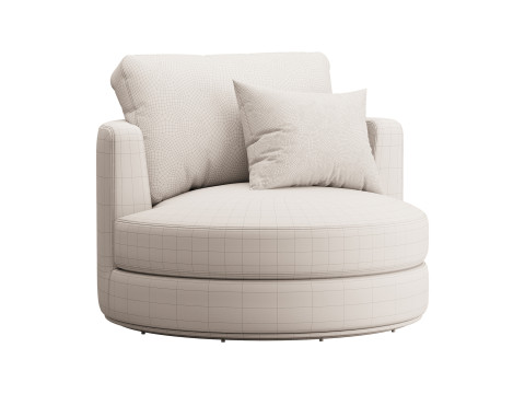 Hamilton Round Performance Fabric Swivel Armchair 3D 模型