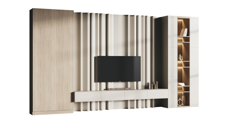 Modern TV Wall 03 3D Model .c4d .max .obj .3ds .fbx .stl .blend