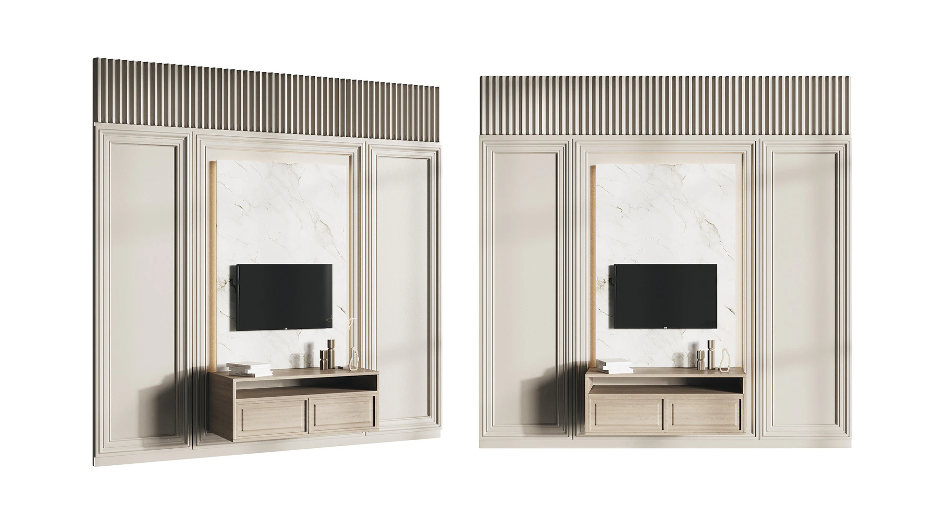 Modern TV Wall 05 3D Model .c4d .max .obj .3ds .fbx .stl .blend 