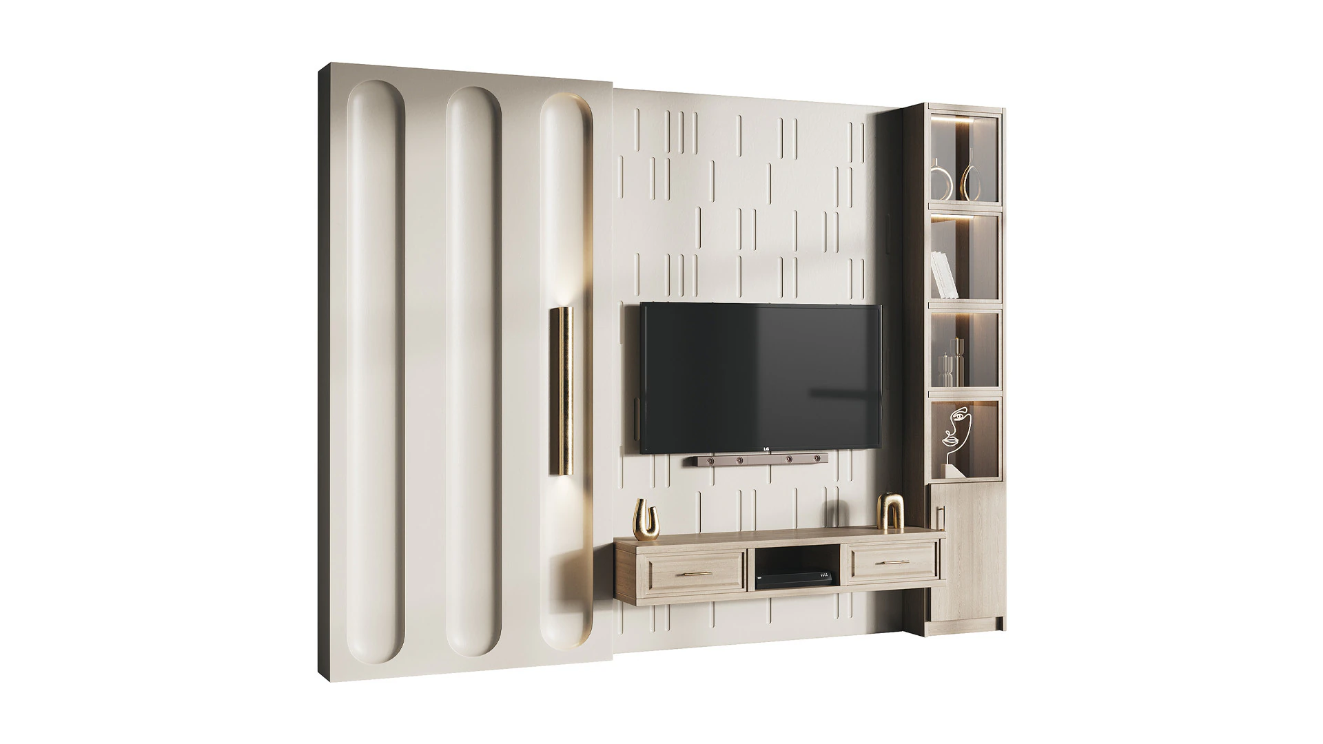 Modern TV Wall 10 3D Model .c4d .max .obj .3ds .fbx .stl .blend 