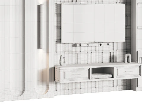 Modern TV Wall 10 3D Model