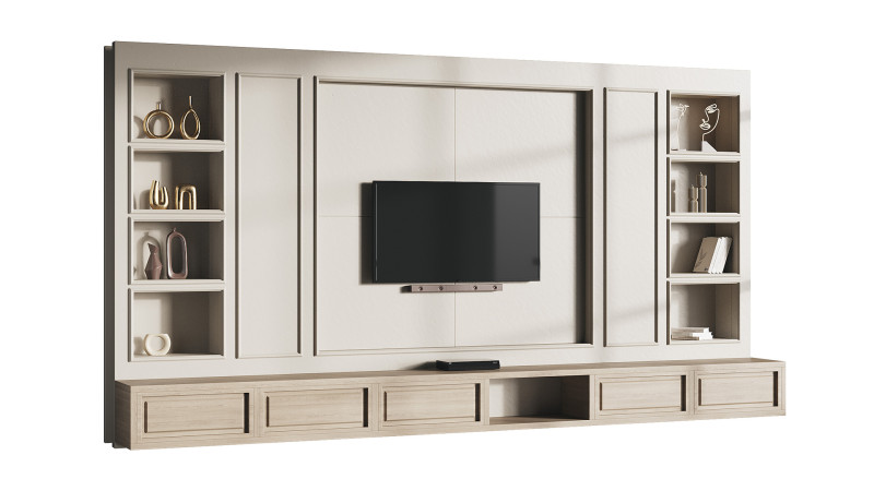 Modern TV Wall 09 3D 모델 .c4d .max .obj .3ds .fbx .stl .blend