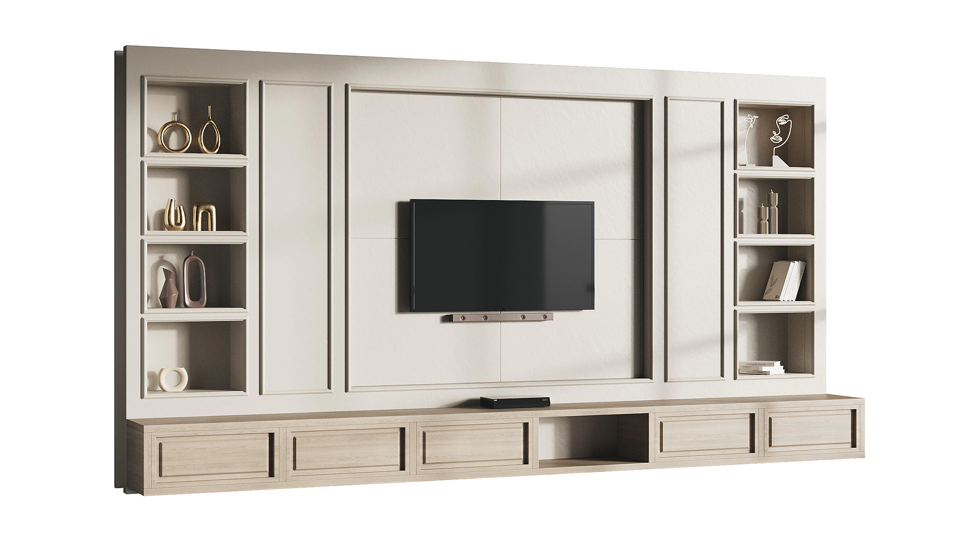 Modern TV Wall 09 3D Model .c4d .max .obj .3ds .fbx .stl .blend 