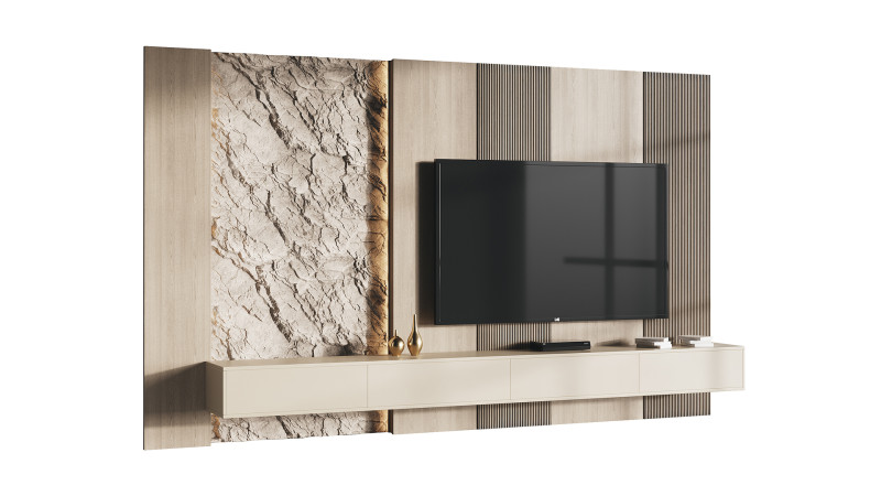 Modern TV Wall 11 3D Modell .c4d .max .obj .3ds .fbx .stl .blend