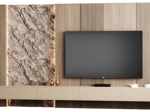 Parede de TV moderna 11 Modelo 3D