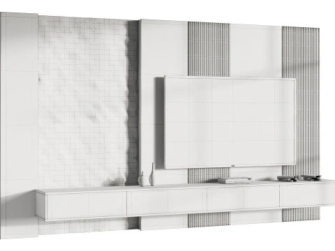 Parede de TV moderna 11 Modelo 3D