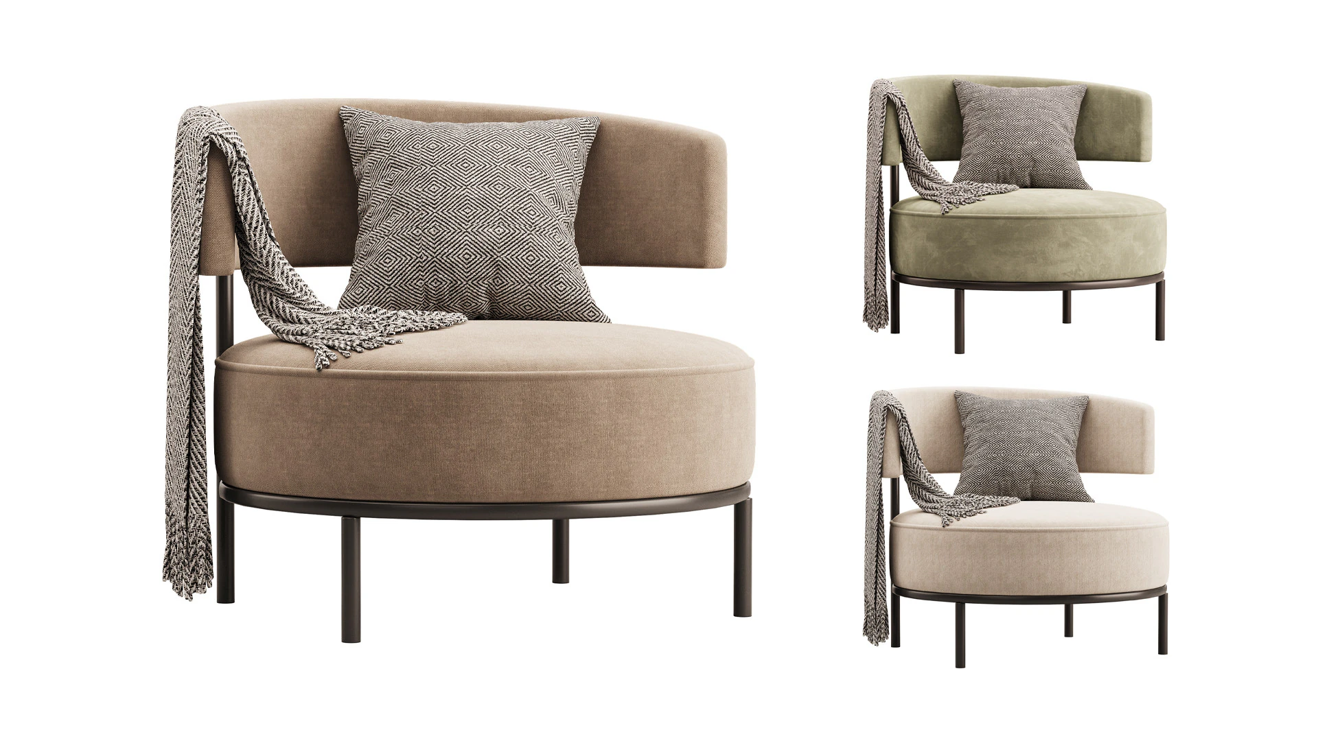 Nordic Sepia Chair 3D Model .c4d .max .obj .3ds .fbx .stl .blend 