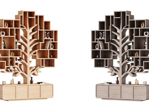 Shelf with accessories and books 3D Model
