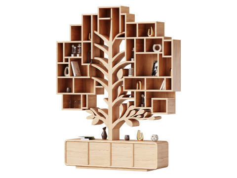 Shelf with accessories and books 3D Model