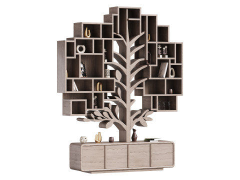 Shelf with accessories and books 3D Model