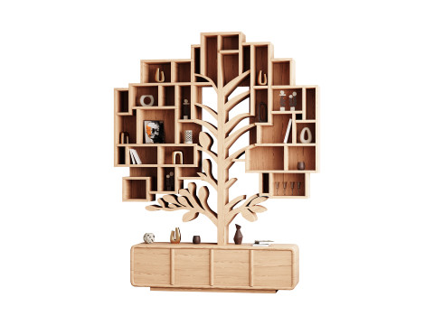 Shelf with accessories and books 3D Model