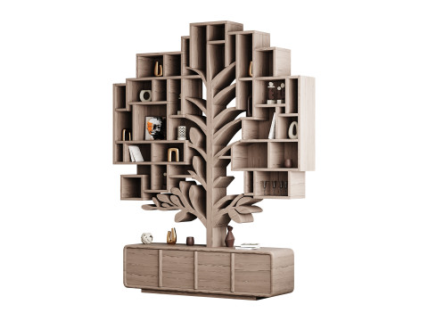 Shelf with accessories and books 3D Model
