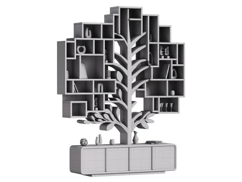 Shelf with accessories and books 3D Model