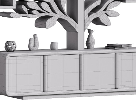 Shelf with accessories and books 3D Model