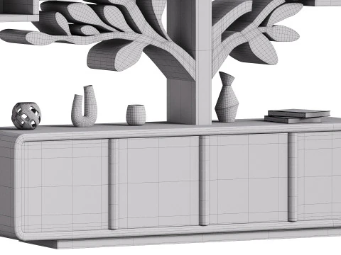 Shelf with accessories and books 3D Model